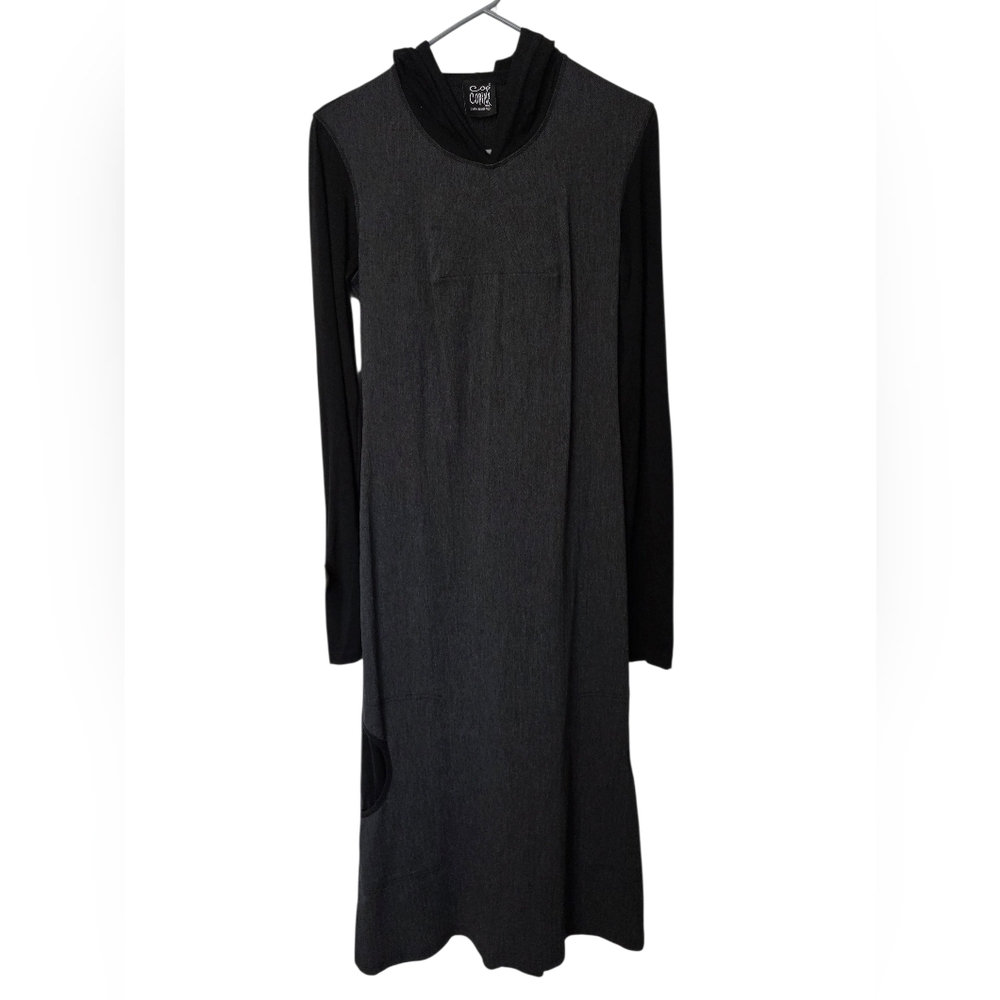 Vtg Cop Copine Maxi Long Sleeve Hooded Dress Grunge Y2k Goth Riviere Robe Whimsy